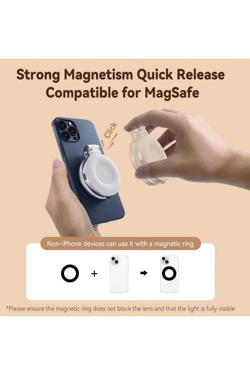 TELESIN Magnetic Selfie Light with Mirror, 360° LED Fill Light for iPhone Magsafe & Non-Magsafe Phones, 3 Color, Height Adjustable - Image 4