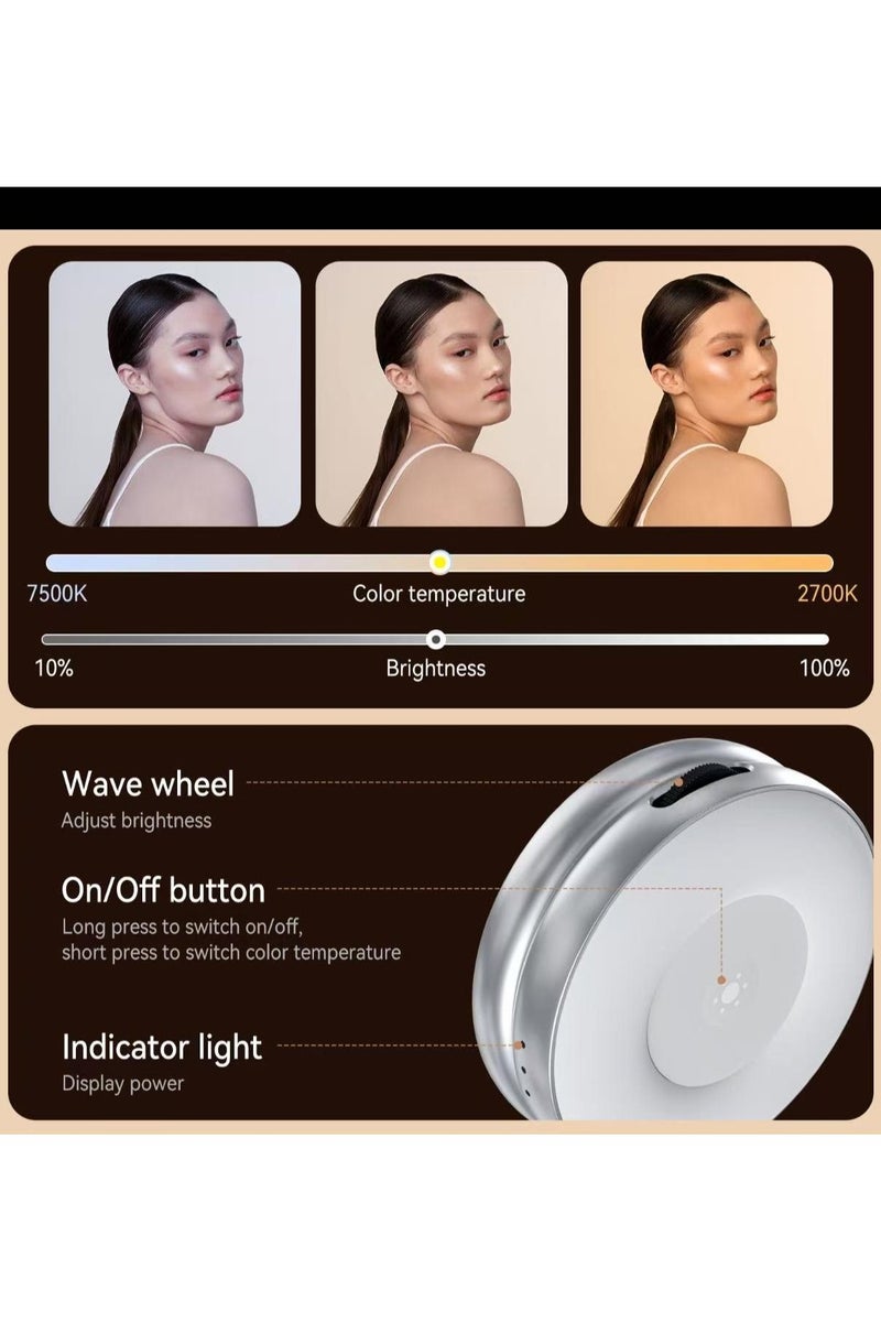 TELESIN Magnetic Selfie Light with Mirror, 360° LED Fill Light for iPhone Magsafe & Non-Magsafe Phones, 3 Color, Height Adjustable - Image 5