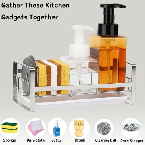 YUMUN Extra Large | Sink Organizer |(30x9.5x9.5 cm) | Kitchen Sink Organiser | Soap Stand for Kitchen | Stainless Steel Sink Caddy | Dish Wash Holder | Basin Organizer | Kitchen Accessories - Image 4
