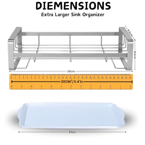 YUMUN Extra Large | Sink Organizer |(30x9.5x9.5 cm) | Kitchen Sink Organiser | Soap Stand for Kitchen | Stainless Steel Sink Caddy | Dish Wash Holder | Basin Organizer | Kitchen Accessories - Image 3