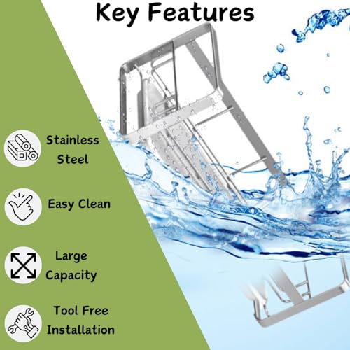 YUMUN Extra Large | Sink Organizer |(30x9.5x9.5 cm) | Kitchen Sink Organiser | Soap Stand for Kitchen | Stainless Steel Sink Caddy | Dish Wash Holder | Basin Organizer | Kitchen Accessories - Image 5