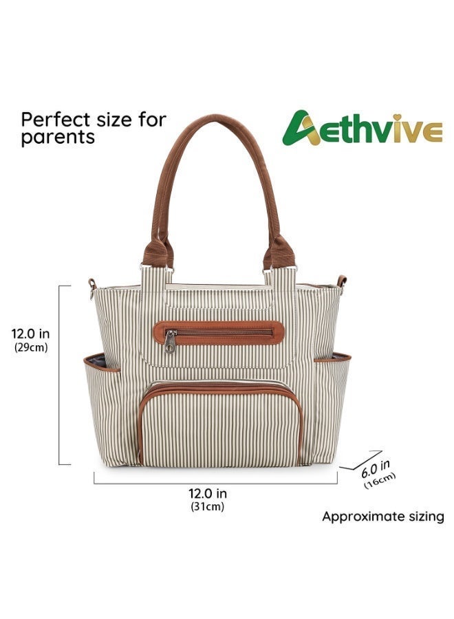 Aethvive Set Of 6 Diaper Bag With Hooks And Nappy Changing Mat - Ivory White - Image 5
