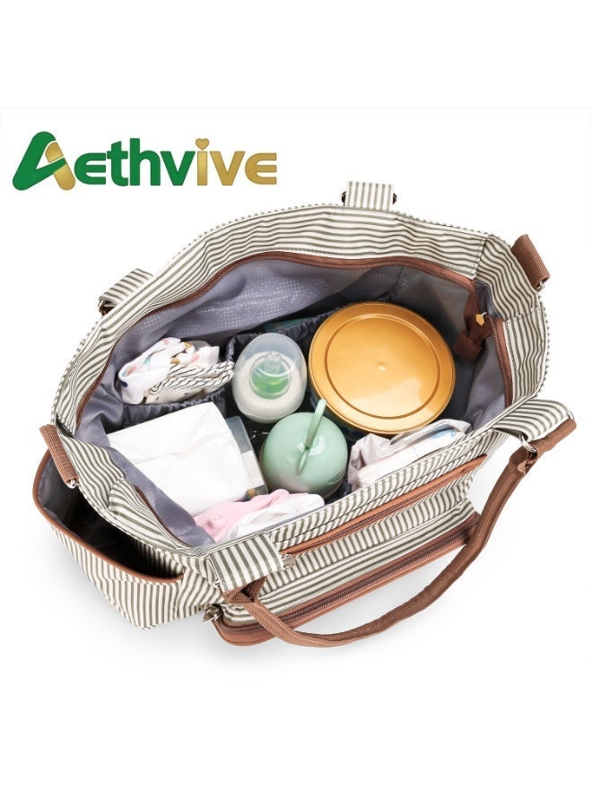 Aethvive Set Of 6 Diaper Bag With Hooks And Nappy Changing Mat - Ivory White - Image 3