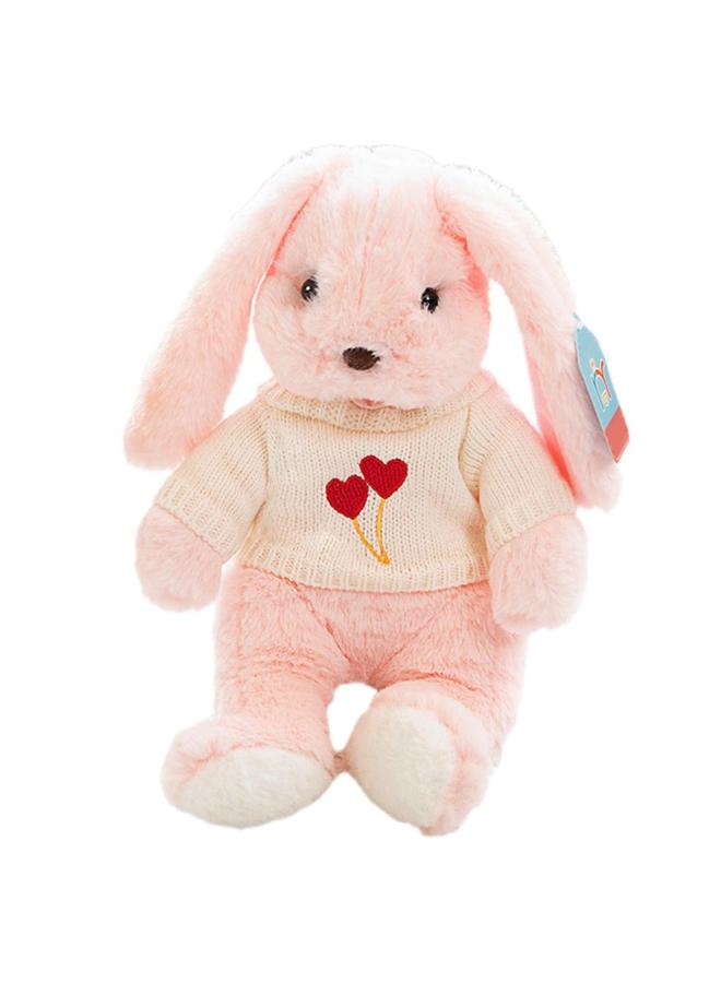Baby Sleeping With Long-eared Rabbit Comfort Pillow Children's Plush Doll Toy (Pink Double Heart Sweater)  - Image 1