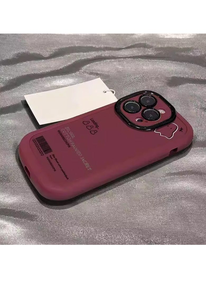 NIBEMINENT Minimalistic Little Ghost Protective TPU Case Cover For iPhone 16 Plus, Wine Red