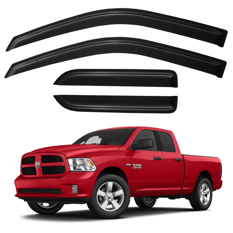 Window Visors Rain Guards for 20092018 Dodge Ram 1500 Quad Cab OutChannel Window Vent Wind Deflectors Visors Shades for 20192023 Ram 1500 Extended Cab Classic Model