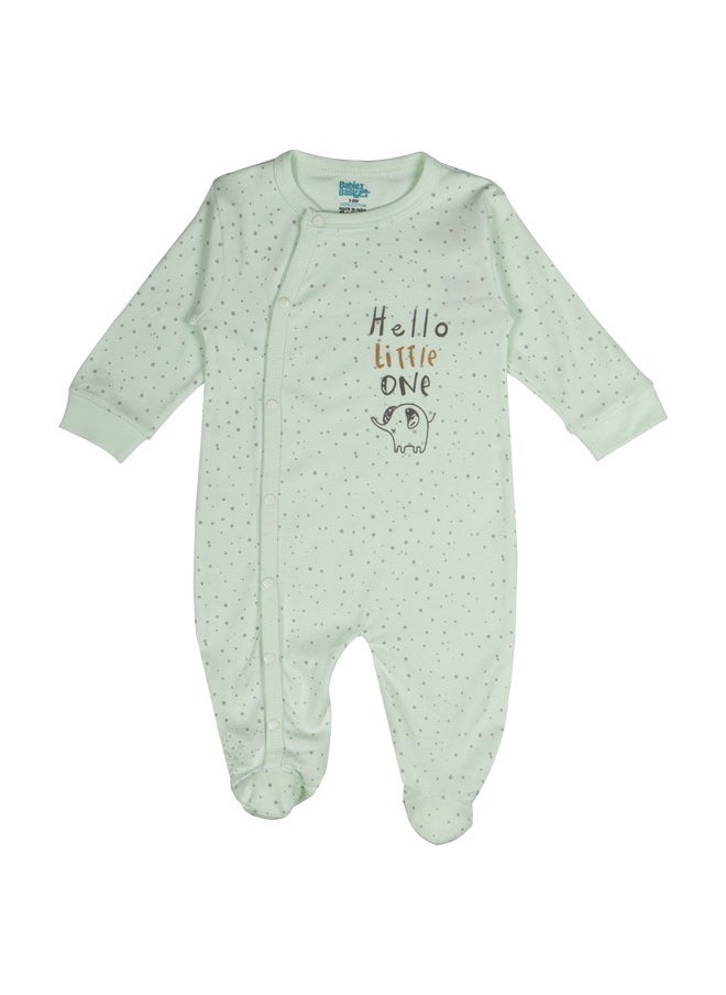 Babies Basic 100% Cotton Printed Long Sleeves Jumpsuit/Romper/Sleepsuit With Feet Covering For Babies  - Image 1