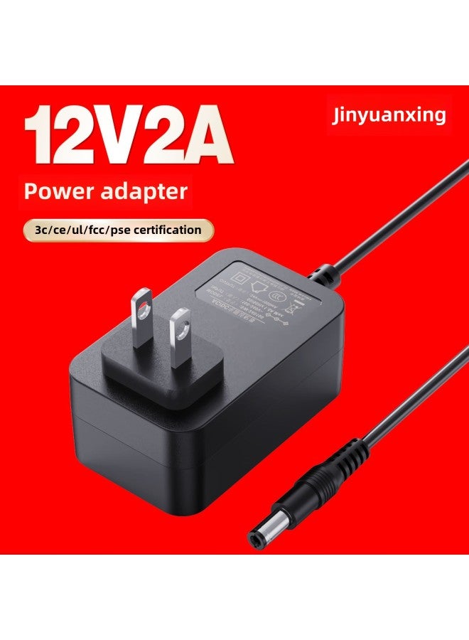 12V2A Power Adapter UL/3C/CE Certification Wall Type 24V1A Small Household Appliances 24W Display Cabinet Adapter-Color:Black-Specifications:12v2a Power Adapter-japanese Standard-pse Certification - Image 1