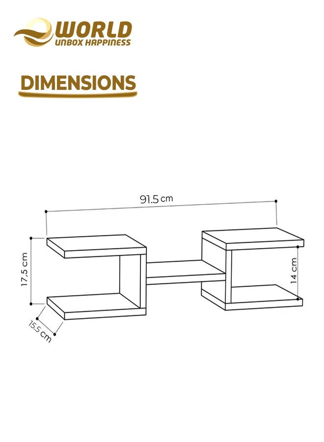 إي وورلد مجموعة من 2 رف عائم بتصميم عصري، منصات مثبتة بأناقة على الحائط لغرف النوم وغرف المعيشة والحمامات والمطابخ، قم برفع ديكور منزلك ومكتبك مع رفوف الكتب العائمة الإبداعية المثبتة على الحائط. - Image 2