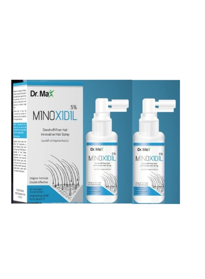 Dr. Max Minoxidil 5% Hair Growth Spray, Dandruff-Free, Innovative Formula pack of 2 - Image 1