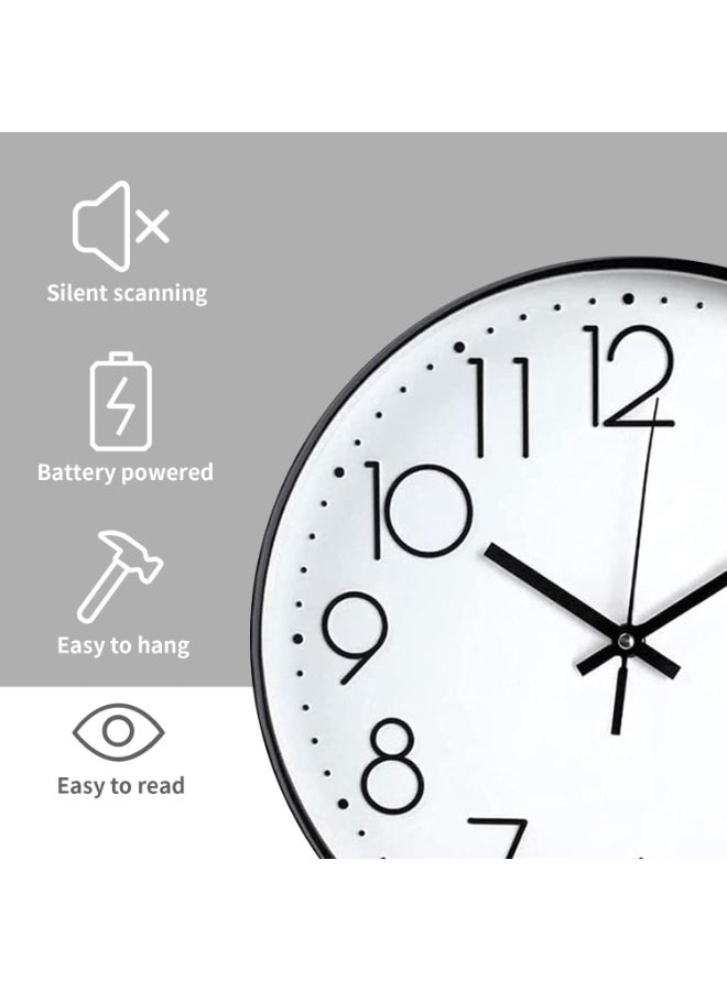 كيلا ساعة حائط صامتة غير دقات، تعمل بالبطارية من الكوارتز، ساعة رقمية صامتة حديثة للمكتب والمنزل والمدرسة والمطبخ، إطار 9 بوصات - Image 3
