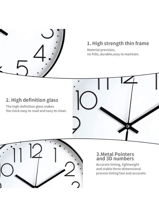 كيلا ساعة حائط صامتة غير دقات، تعمل بالبطارية من الكوارتز، ساعة رقمية صامتة حديثة للمكتب والمنزل والمدرسة والمطبخ، إطار 9 بوصات - Image 5