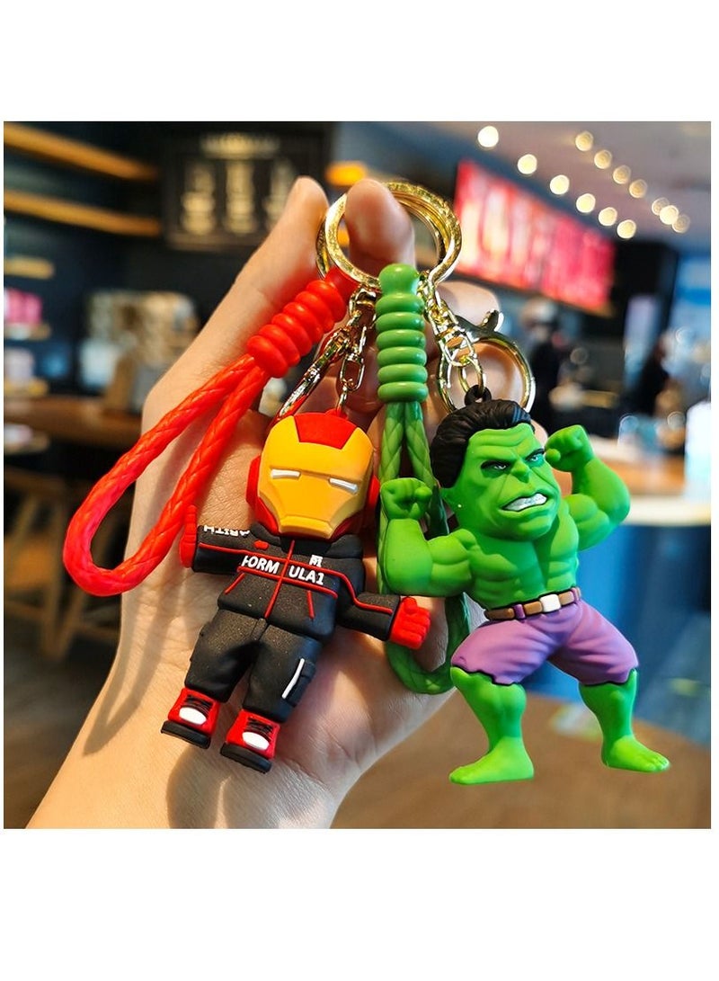 Y&D 2-Piece New PVC Marvel Iron Man Green Giant Keychain Avengers Alliance Handmade Doll Pendant  - Image 1