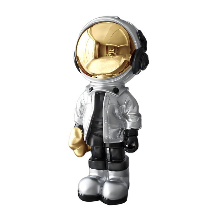 Astronaut Statues Spaceman Sculpture Polyresin Arts Gifts Silver Figurine Ornament Room Decor for MenHome and Crafts Desktop Accessories Tabletop Decoration Living Room Office Bookshelf