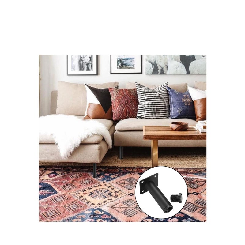 SOLARAE 4 قطع أرجل أثاث، أرجل خزائن معدنية، 1 بوصة/5 سم أقدام قابلة للتعديل لتسوية الأثاث، مثبتات أرجل ثقيلة للأثاث، لأرجل الطاولات والأرائك والكراسي، لطاولة الأريكة والكراسي والمكاتب - Image 4