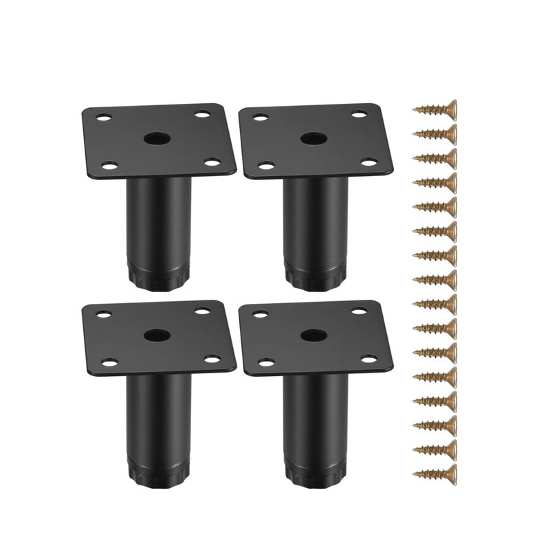 SOLARAE 4 قطع أرجل أثاث، أرجل خزائن معدنية، 1 بوصة/5 سم أقدام قابلة للتعديل لتسوية الأثاث، مثبتات أرجل ثقيلة للأثاث، لأرجل الطاولات والأرائك والكراسي، لطاولة الأريكة والكراسي والمكاتب - Image 1