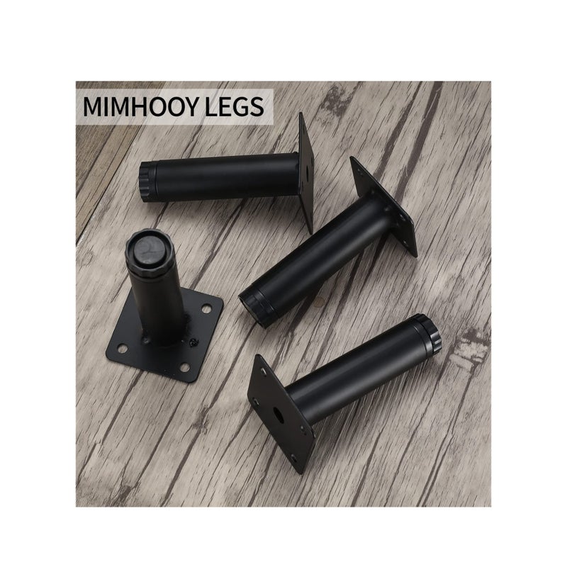 SOLARAE 4 قطع أرجل أثاث، أرجل خزائن معدنية، 1 بوصة/5 سم أقدام قابلة للتعديل لتسوية الأثاث، مثبتات أرجل ثقيلة للأثاث، لأرجل الطاولات والأرائك والكراسي، لطاولة الأريكة والكراسي والمكاتب - Image 3