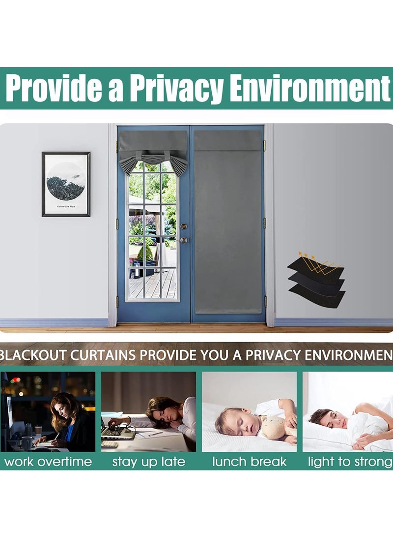 French Door Curtains Privacy Blackout French Door Shade for Glass Door Home Office,Sidelight Curtain Tie up Shade,Easy Installed 66x173cm,Beige,1 Panel - Image 4