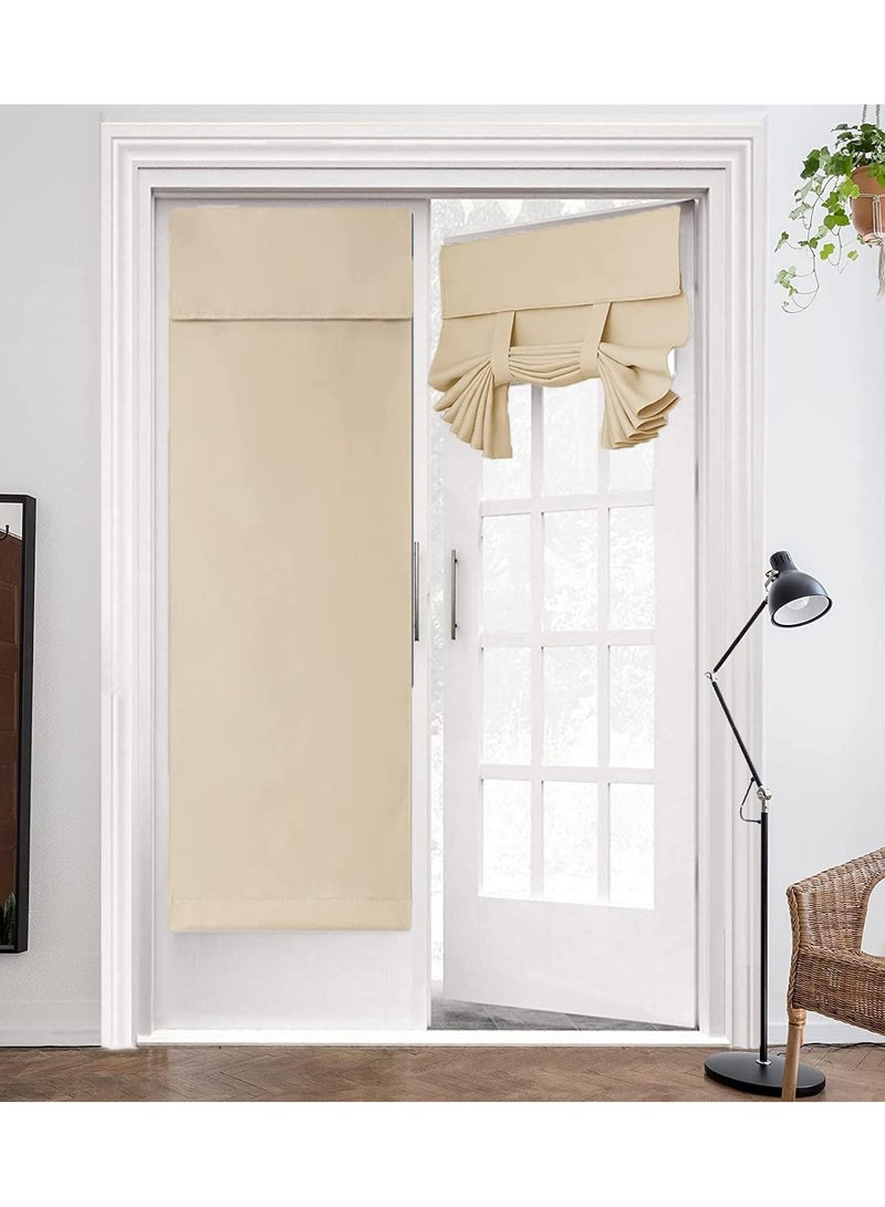 French Door Curtains Privacy Blackout French Door Shade for Glass Door Home Office,Sidelight Curtain Tie up Shade,Easy Installed 66x173cm,Beige,1 Panel - Image 1