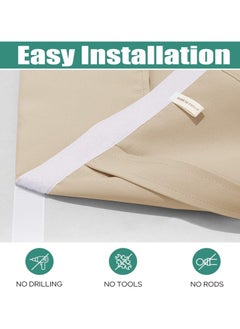 Generic French Door Curtains Privacy Blackout French Door Shade for Glass Door Home Office,Sidelight Curtain Tie up Shade,Easy Installed 66x173cm,Beige,1 Panel  - Image 2