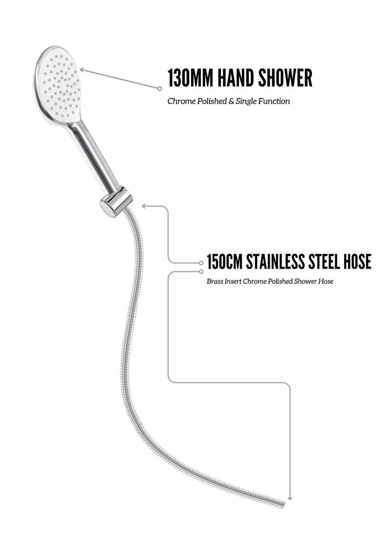 MAAT Deluxe Chrome Sliding Shower Set | Adjustable Rail | Premium Turkish Chrome Finish | Modern Bathroom Accessory | High Quality  - Image 2
