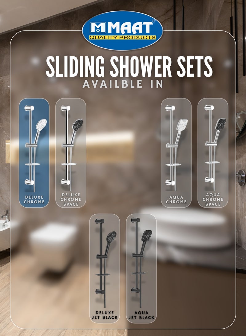 MAAT Deluxe Chrome Sliding Shower Set | Adjustable Rail | Premium Turkish Chrome Finish | Modern Bathroom Accessory | High Quality  - Image 5