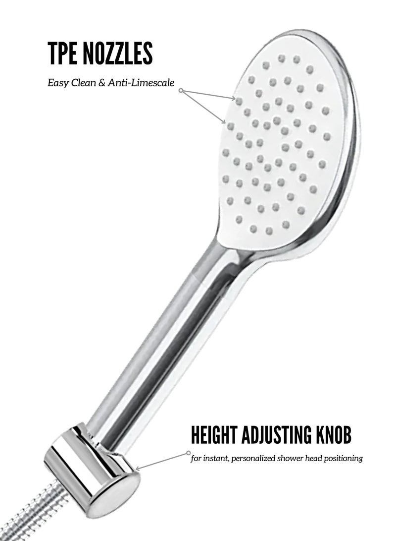 MAAT Deluxe Chrome Sliding Shower Set | Adjustable Rail | Premium Turkish Chrome Finish | Modern Bathroom Accessory | High Quality  - Image 3