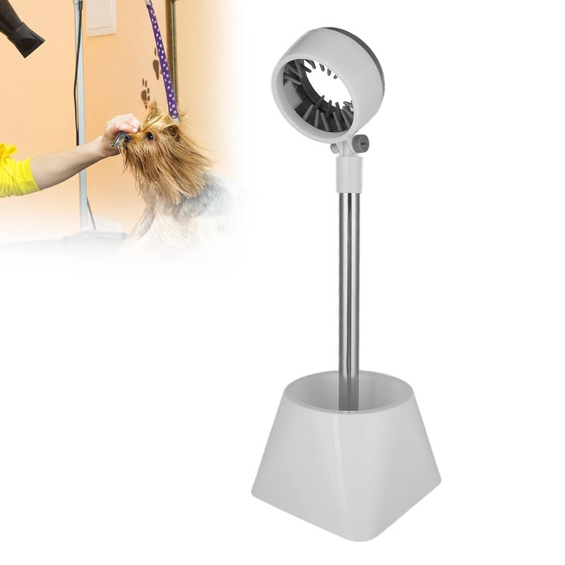 woobles Hair Dryer Stand, Professional Stainless Steel ABS AngleFree Blow Dryer Holder Countertop Adjustable Height Hair Dryer Hold Hair Dryer Rack Hair Dryer Stands Hair Care Tools for Pet Grooming(White 1)-White 1 - Image 1