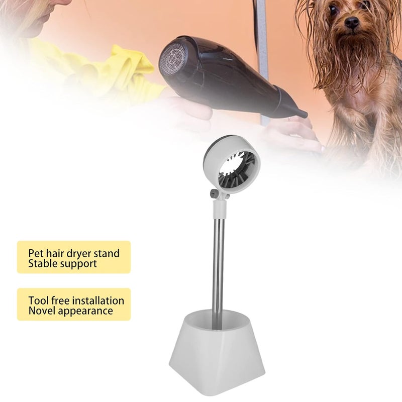 woobles Hair Dryer Stand, Professional Stainless Steel ABS AngleFree Blow Dryer Holder Countertop Adjustable Height Hair Dryer Hold Hair Dryer Rack Hair Dryer Stands Hair Care Tools for Pet Grooming(White 1)-White 1 - Image 2