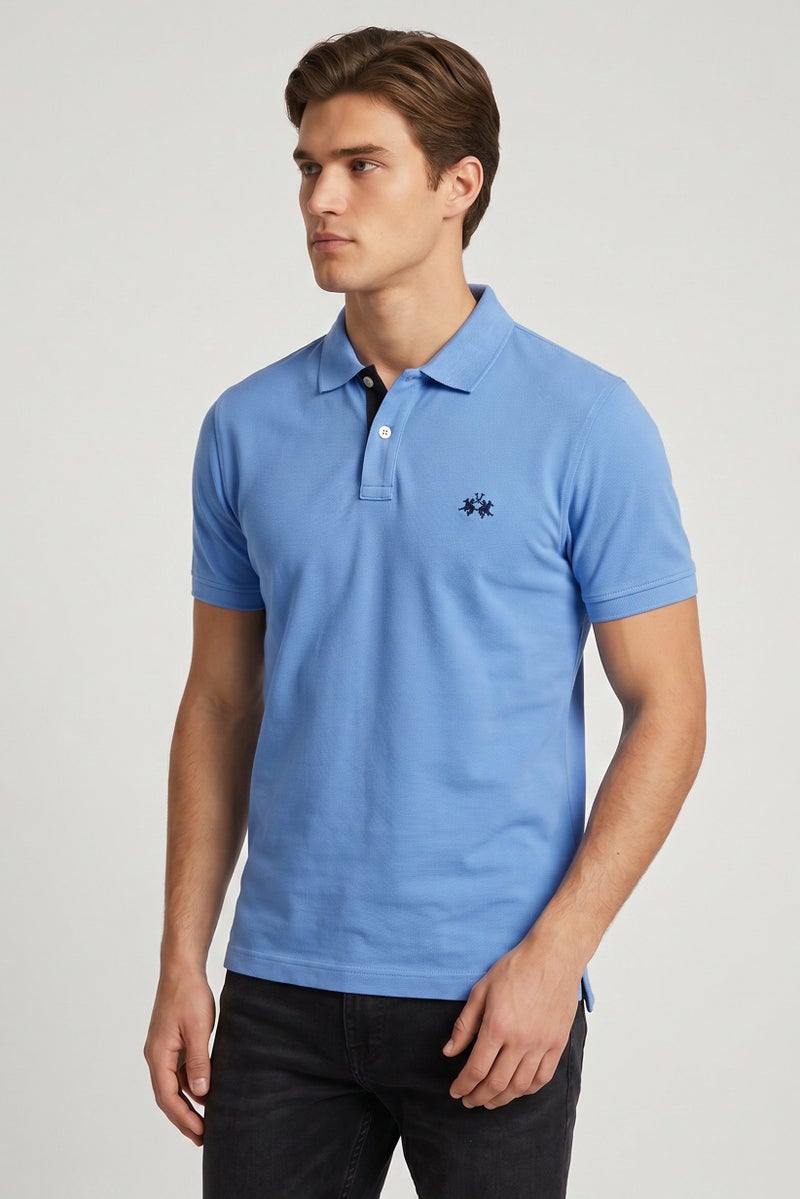 La Martina Men Regular Fit Embroidered Logo Short Sleeve Polo Shirt, Blue - Image 3