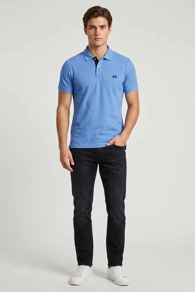 La Martina Men Regular Fit Embroidered Logo Short Sleeve Polo Shirt, Blue - Image 2