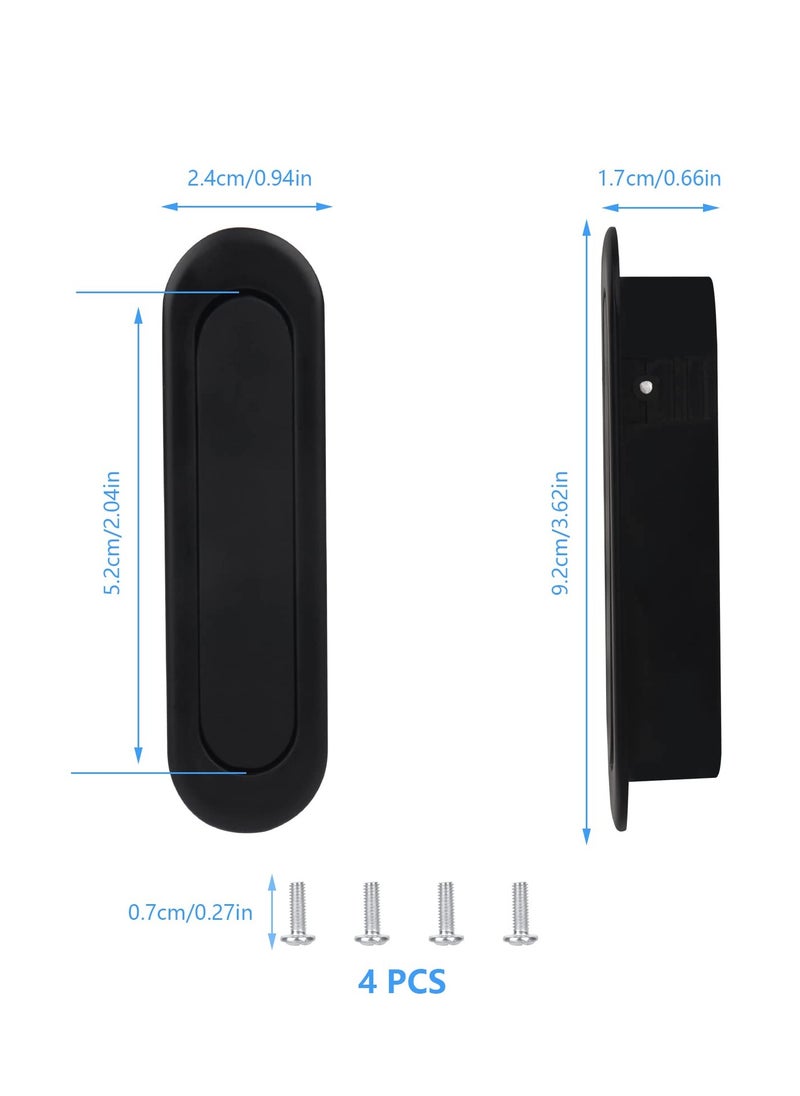 SYOSI - Door Handles Pull Push Door knobs Edge Pull Pocket Door Handle  Durable Zinc Alloy Furniture Handle with Embedded Buckle for Closet Cabinets Drawers with 4 Screws Black/2 Pack - Image 1