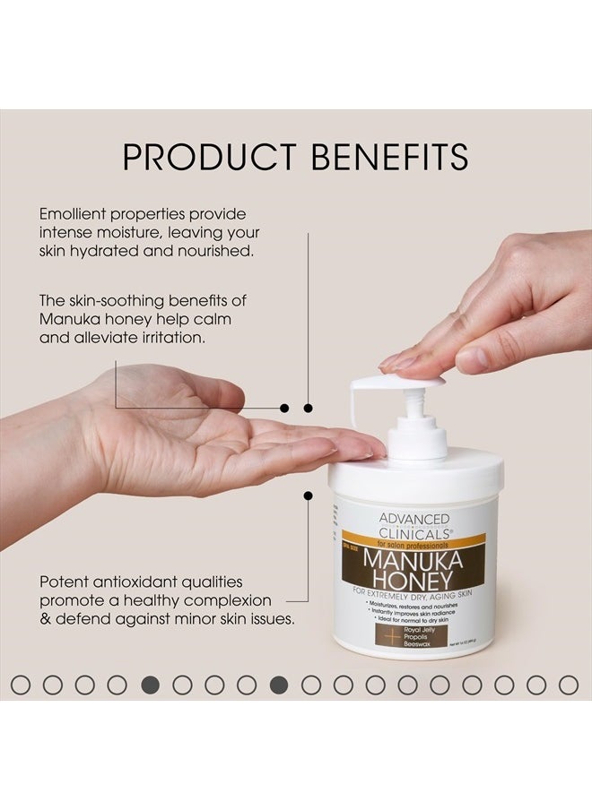 Advanced Clinicals Manuka Honey Cream W/Collagen Face Moisturizer & Body Butter Lotion For Dry Skin | Intense Firming & Hydrating Miracle Balm Skin Care Moisturizing Lotion For Women & Men | 2-Pack  - Image 3