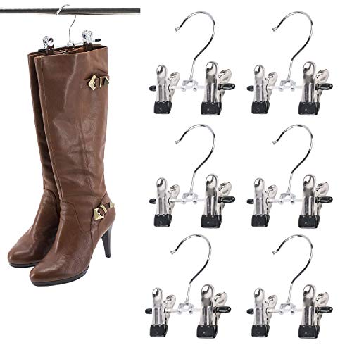 SUNTRADE Double Adjustable Clips Boots Hangers,Space Saving Boots Socks Bags Hanging Clips Boot Holder Boot Organizer,Set of 6 - Image 1