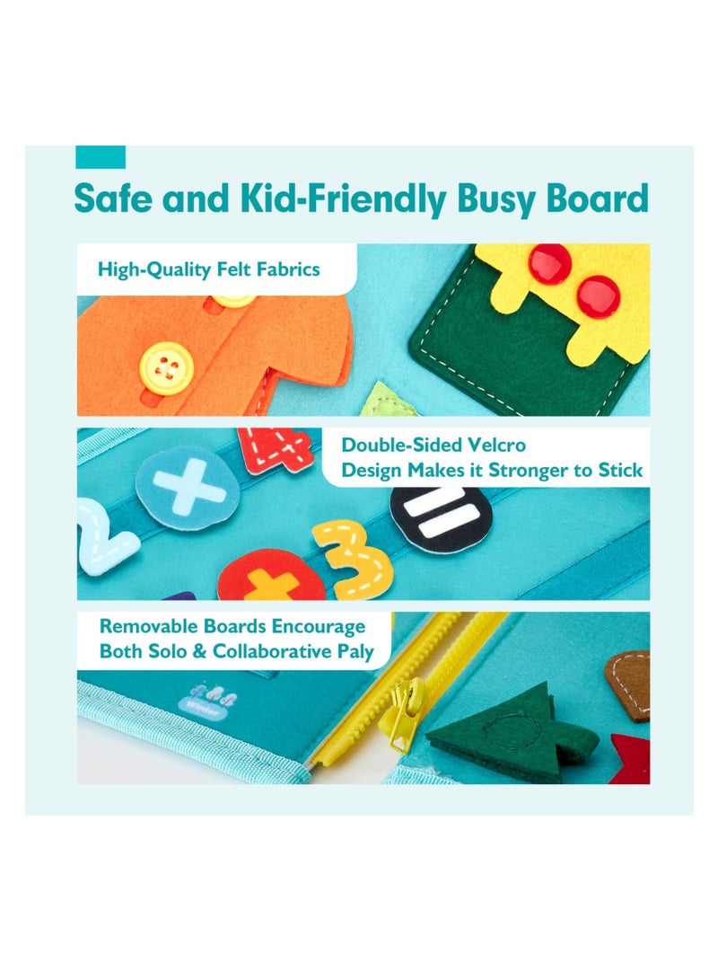 Excefore Busy Board for Toddlers, Boys Girls Montessori Toys, Sensory Activity Board for Learning Toys, 9 in 1 Preschool Learning Activities Toddler Travel Toys, Montessori Toys for Fine Motor Skills - Image 4