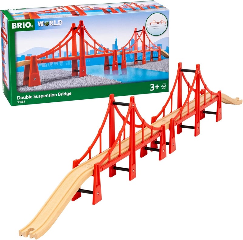 BRIO Double Suspension Bridge Toy Set - Compatible with BRIO World Railway System - Image 1