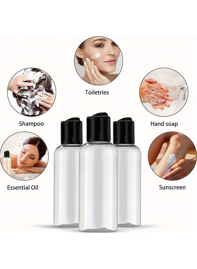 5PCS Travel bottle set for Toiletries，Empty travel bottling, leak proof refillable toiletry liquid container for liquids, makeup and toiletries, Small Plastic Shampoo Bottles with Labels（5 empty bottles+label stickers) - Image 2
