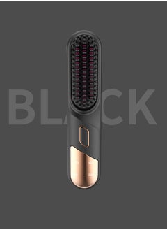 HOOPZOZA Wireless Hair Straightener Brush Anti-Scald 20s Fast Heating 4Temp Settings Heating LED Display  hair straightener comb  Perfect for All Hair Types  Black  - Image 1