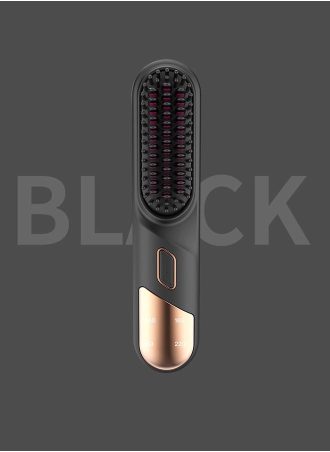 HOOPZOZA Wireless Hair Straightener Brush Anti-Scald 20s Fast Heating 4Temp Settings Heating LED Display  hair straightener comb  Perfect for All Hair Types  Black  - Image 1