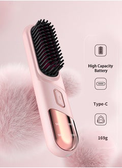 HOOPZOZA Wireless Hair Straightener Brush Anti-Scald 20s Fast Heating 4Temp Settings Heating LED Display  hair straightener comb  Perfect for All Hair Types  Black  - Image 3