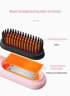 HOOPZOZA Wireless Hair Straightener Brush Anti-Scald 20s Fast Heating 4Temp Settings Heating LED Display  hair straightener comb  Perfect for All Hair Types  Black  - Image 5
