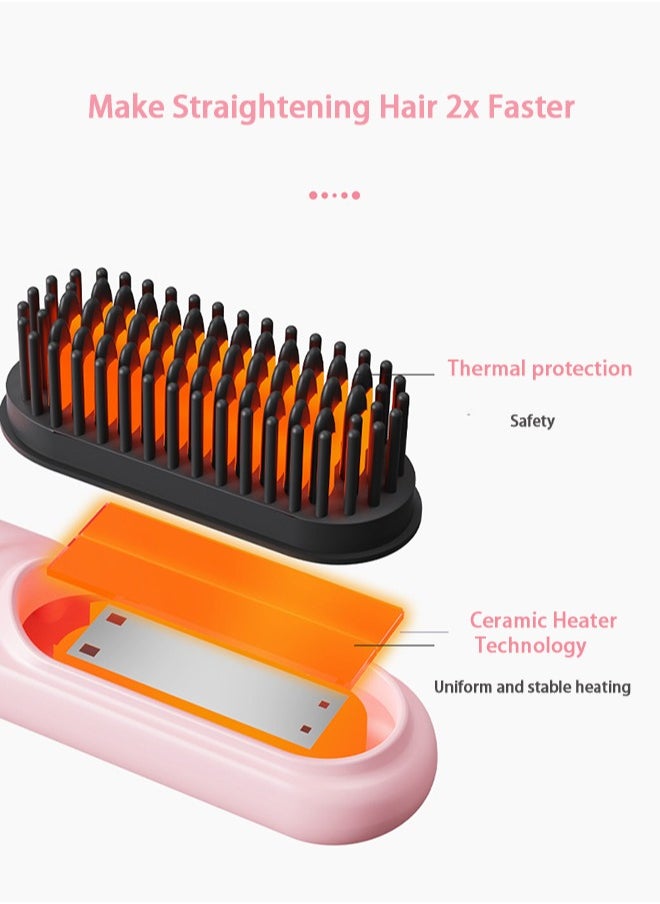 HOOPZOZA Wireless Hair Straightener Brush Anti-Scald 20s Fast Heating 4Temp Settings Heating LED Display  hair straightener comb  Perfect for All Hair Types  Black  - Image 5