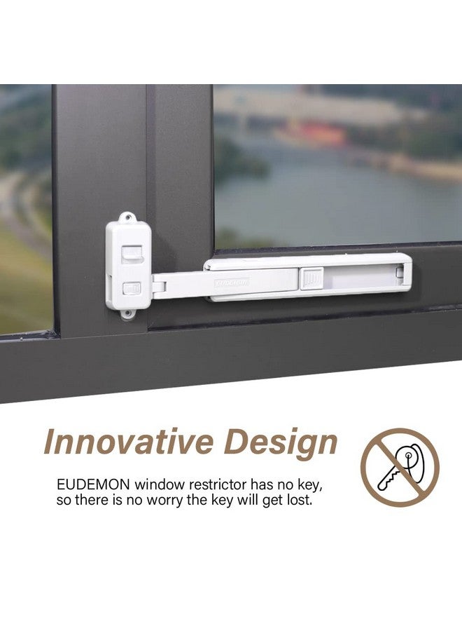 Eudemon قفل نافذة لحماية الأطفال، مقيد النافذة، مانع انزلاق النوافذ، أقفال منع السقوط، سهل التركيب والاستخدام، لاصق 3M Vhb، لا يحتاج إلى أدوات أو حفر (عبوة واحدة، أبيض) - Image 2