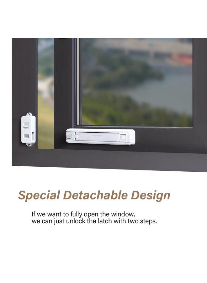 Eudemon قفل نافذة لحماية الأطفال، مقيد النافذة، مانع انزلاق النوافذ، أقفال منع السقوط، سهل التركيب والاستخدام، لاصق 3M Vhb، لا يحتاج إلى أدوات أو حفر (عبوة واحدة، أبيض) - Image 3
