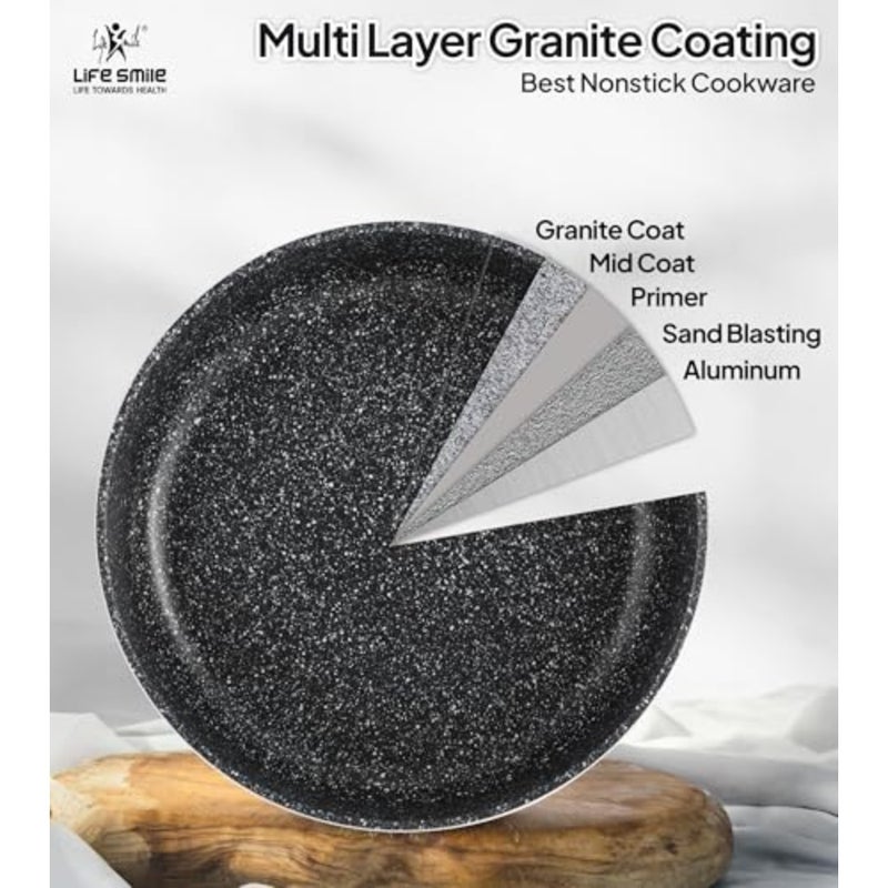 Oven Pan Set - Baking Cooking on Stove - Die Cast Aluminum with Multi Layer Granite Non Stick PFOA Free Coating - Black 24/28/32 CM - Image 5