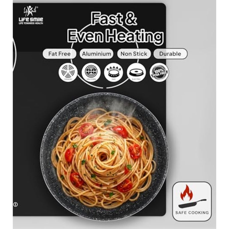 Oven Pan Set - Baking Cooking on Stove - Die Cast Aluminum with Multi Layer Granite Non Stick PFOA Free Coating - Black 24/28/32 CM - Image 3
