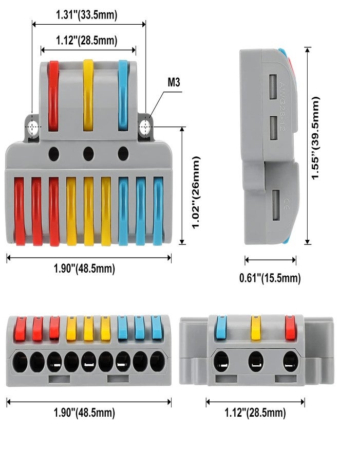 Sugalsu Pack of 10 Lever Nuts Wire Connectors 3 in 9 Out, Quick Wire Cable Connectors, (3 in 9 out) Push-in Conductor Terminal Block, Quick Release Blocks Lever Nut Assortment Connectors for 28-12 AWG - Image 2