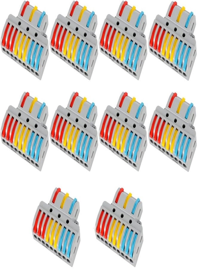 Sugalsu Pack of 10 Lever Nuts Wire Connectors 3 in 9 Out, Quick Wire Cable Connectors, (3 in 9 out) Push-in Conductor Terminal Block, Quick Release Blocks Lever Nut Assortment Connectors for 28-12 AWG - Image 1