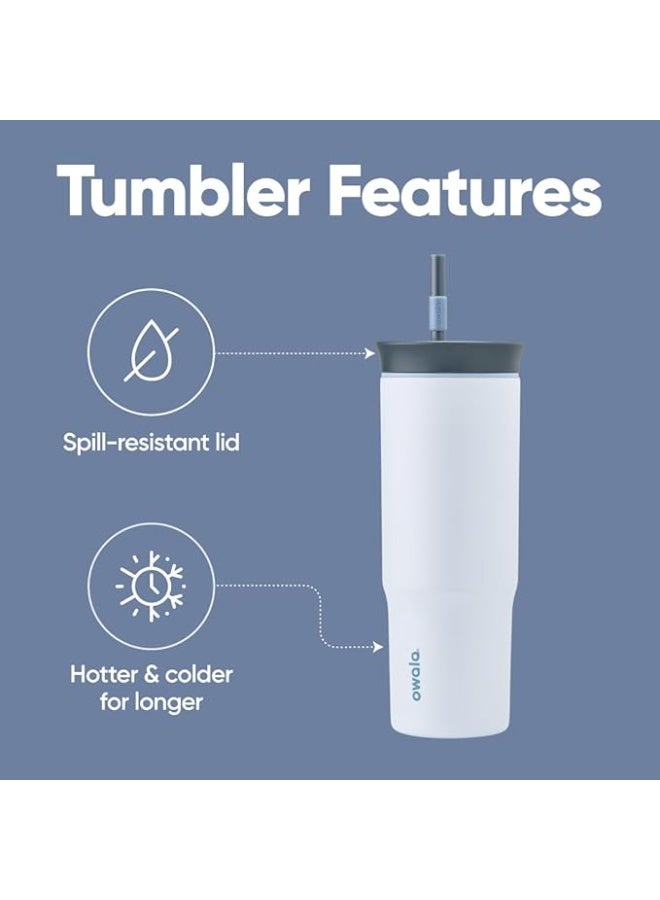 أوالا كوب سفر معزول فولاذ مقاوم للصدأ عزل ثلاثي غطاء مقاوم للانسكاب مع ماصة سعة 24 أونصة - Image 3