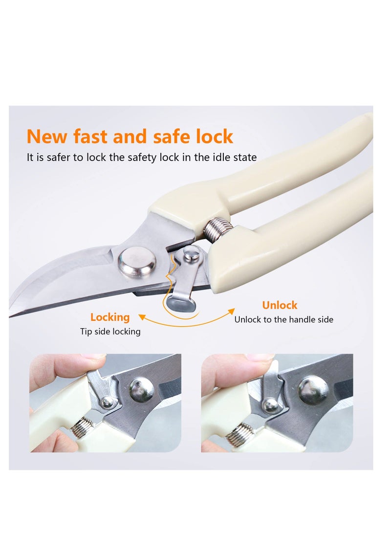 Y&D - Garden Scissors, 2 Pack Pruning Shears for Gardening, Set, 1 Bypass Pruner+1 Straight Blade Cutting Flowers, Trimming Plants, Bonsai, Fruits Picking - Image 1